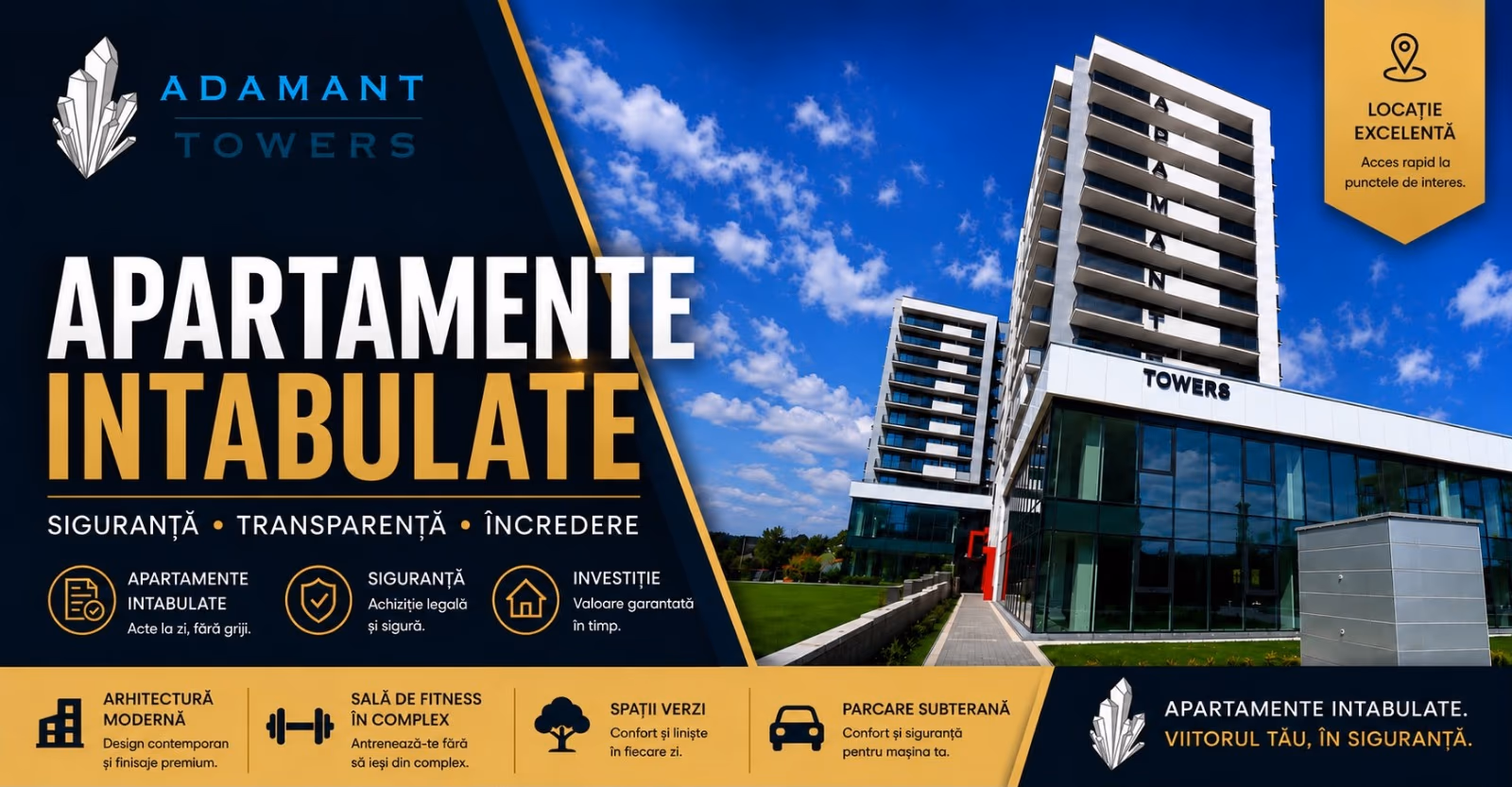 Apartamente intabulate Adamant Towers. Siguranță, transparență, încredere